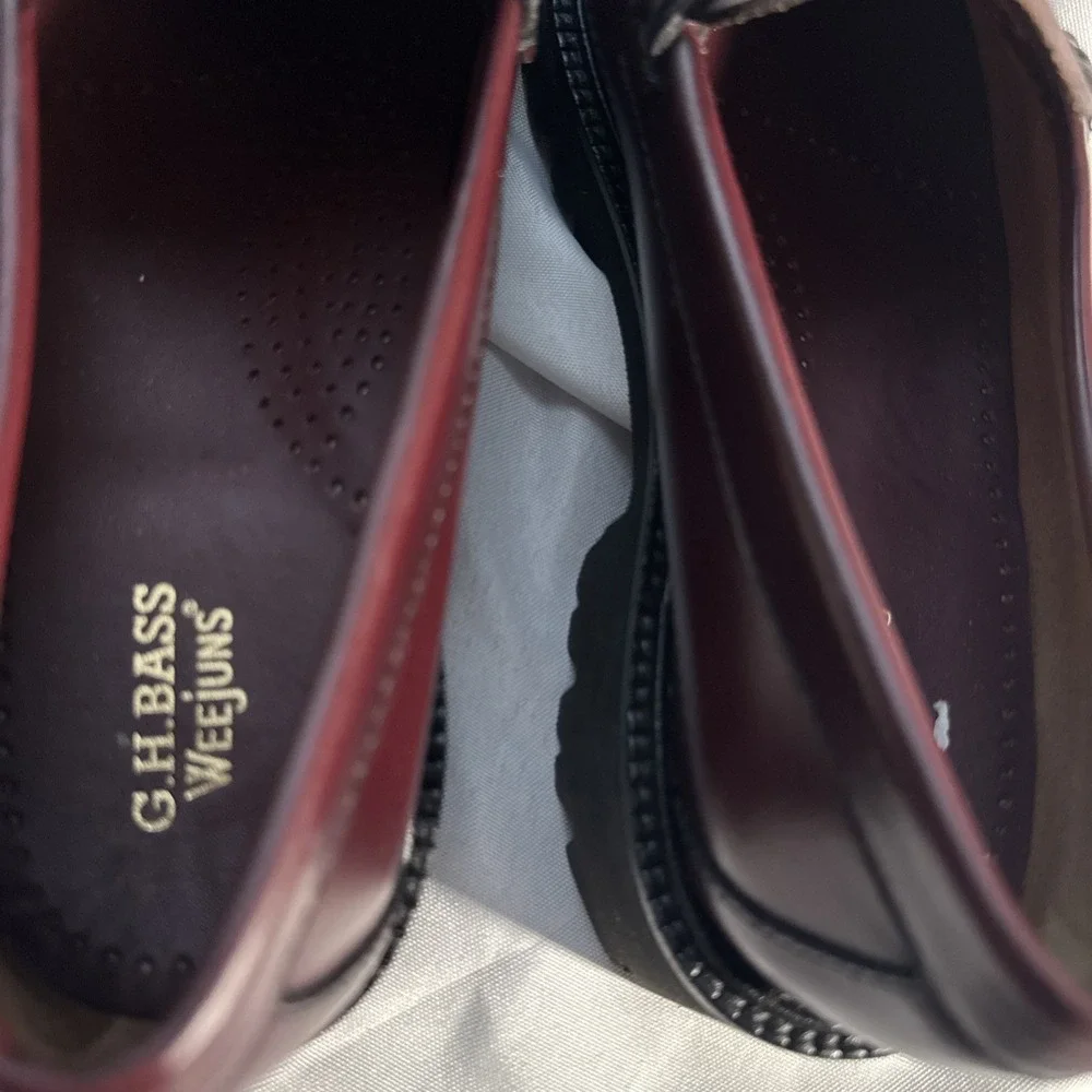 GH Bass Weejuns Whitney Super Lug Penny Loafer Women 8 Wine Leather Moc-Toe New - Picture 7 of 9